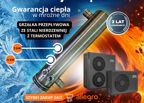 GRZAŁKA PRZEPŁYWOWA Z TERMOSTATEM DO POMP CIEPŁA - DOSTĘPNA OD RĘKI NA ALLEGRO